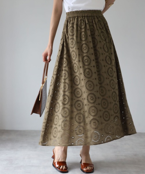 each（イーチ）の「インドコットンレーススカート（スカート・レディース・ホワイト/ブラック/ネイビー/カーキ・MEDIUM）」の15枚目の写真