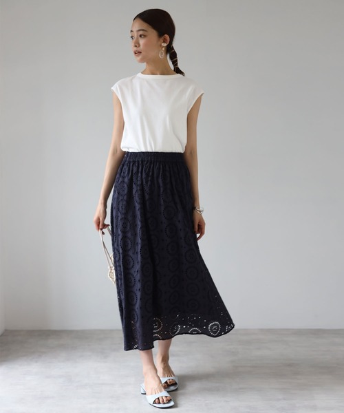 each（イーチ）の「インドコットンレーススカート（スカート・レディース・ホワイト/ブラック/ネイビー/カーキ・MEDIUM）」の18枚目の写真