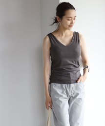 2wayカップポケット付きコットンモダールタンクトップ