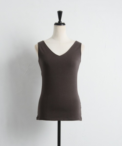 each（イーチ）の「2wayカップポケット付きコットンモダールタンクトップ（タンクトップ・レディース・ブラック/ホワイト/チャコールグレー・FREE）」の19枚目の写真