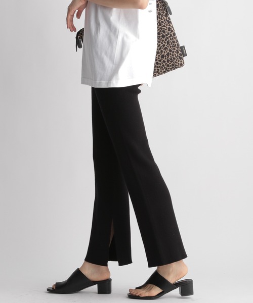 Andemiu（アンデミュウ）の「リブニットパンツ214880（その他パンツ・レディース・ブラック/アイボリー/モカ・FREE）」の2枚目の写真