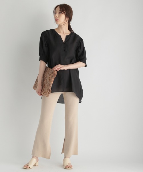 Andemiu（アンデミュウ）の「リブニットパンツ214880（その他パンツ・レディース・ブラック/アイボリー/モカ・FREE）」の8枚目の写真