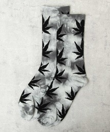 A.M.S. | 【FLOWERS SOCKS】 タイダイ染 ヘンプ柄 クルーソックス / タイダイソックス / スケーターソックス  / マリファナ柄 / 大麻柄(ソックス/靴下)