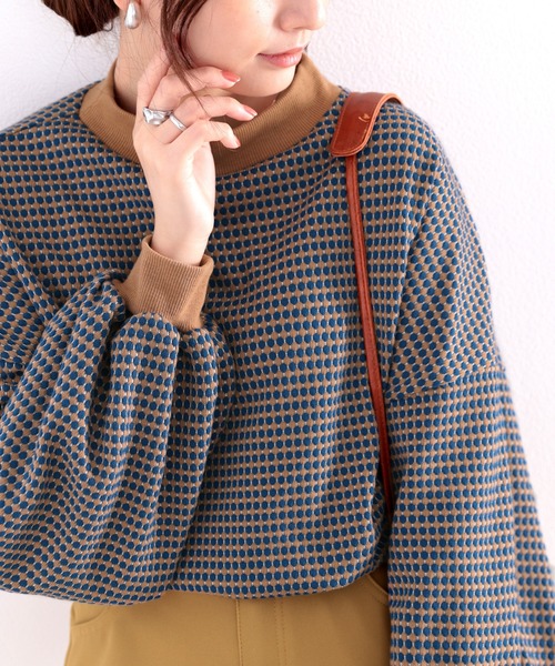 classicalelf(クラシカルエルフ)の「レトロな気分。ハニカム柄ジャガードニットソー(Tシャツ/カットソー・レディース・ライトグレー/ブラック/ベージュ/ブルー・MEDIUM/LARGE/X-LARGE)」の19枚目の写真