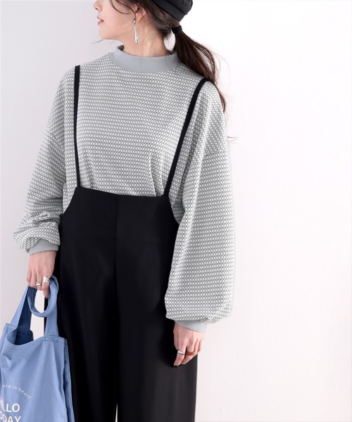 classicalelf(クラシカルエルフ)の「レトロな気分。ハニカム柄ジャガードニットソー(Tシャツ/カットソー・レディース・ライトグレー/ブラック/ベージュ/ブルー・MEDIUM/LARGE/X-LARGE)」の9枚目の写真