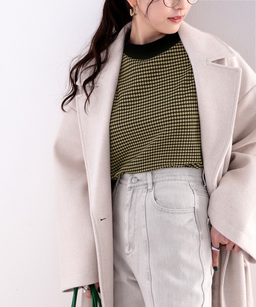 classicalelf(クラシカルエルフ)の「レトロな気分。ハニカム柄ジャガードニットソー(Tシャツ/カットソー・レディース・ライトグレー/ブラック/ベージュ/ブルー・MEDIUM/LARGE/X-LARGE)」の20枚目の写真