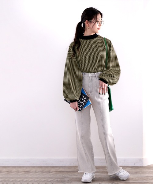 classicalelf(クラシカルエルフ)の「レトロな気分。ハニカム柄ジャガードニットソー(Tシャツ/カットソー・レディース・ライトグレー/ブラック/ベージュ/ブルー・MEDIUM/LARGE/X-LARGE)」の14枚目の写真