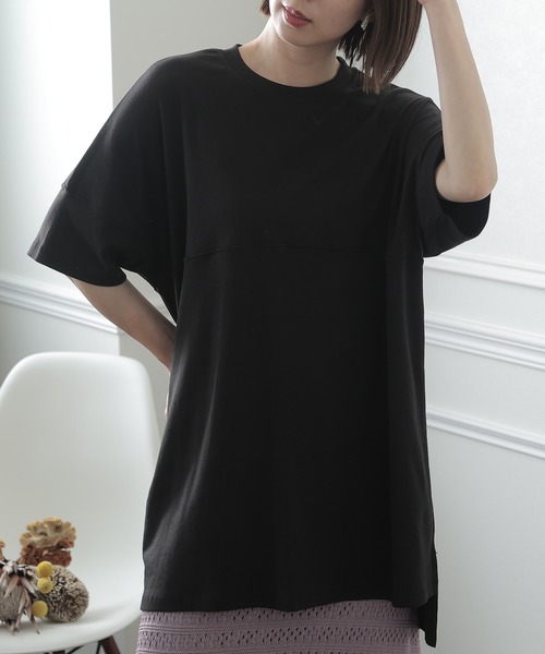 ElegChic(エレグシック)の「シングルジャージ―カットソー(Tシャツ/カットソー・レディース・グレイッシュベージュ/ブラック/ピンクベージュ/オフホワイト・M/XL/4L)」の22枚目の写真