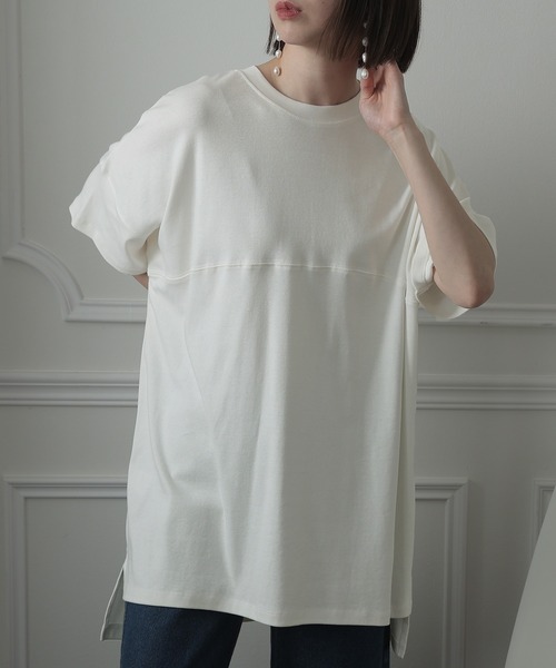 ElegChic(エレグシック)の「シングルジャージ―カットソー(Tシャツ/カットソー・レディース・グレイッシュベージュ/ブラック/ピンクベージュ/オフホワイト・M/XL/4L)」の8枚目の写真