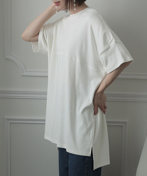 ElegChic(エレグシック)の「シングルジャージ―カットソー(Tシャツ/カットソー・レディース・グレイッシュベージュ/ブラック/ピンクベージュ/オフホワイト・M/XL/4L)」の12枚目の写真