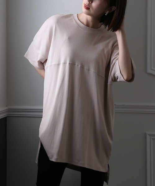 ElegChic(エレグシック)の「シングルジャージ―カットソー(Tシャツ/カットソー・レディース・グレイッシュベージュ/ブラック/ピンクベージュ/オフホワイト・M/XL/4L)」の15枚目の写真