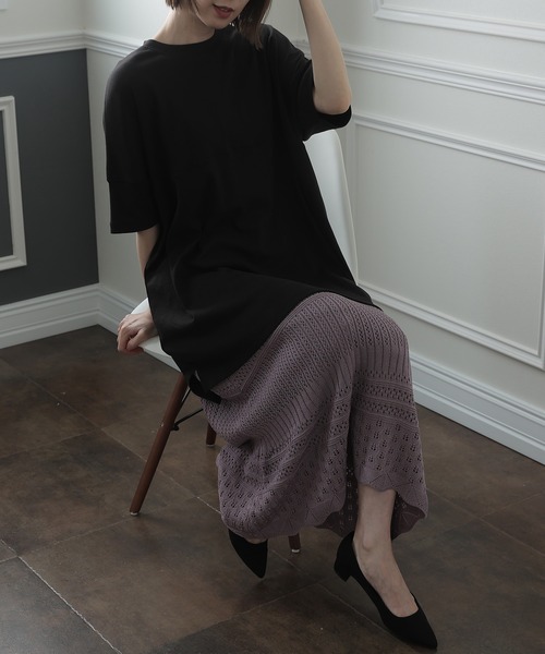 ElegChic(エレグシック)の「シングルジャージ―カットソー(Tシャツ/カットソー・レディース・グレイッシュベージュ/ブラック/ピンクベージュ/オフホワイト・M/XL/4L)」の19枚目の写真