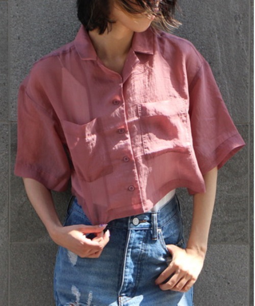 one way（ワンウェイ）の「【oneway】開襟ショートシャツ（シャツ/ブラウス・レディース・ホワイト/ライトグレー/ブラック/パープル/ブラック系その他・FREE）」の21枚目の写真