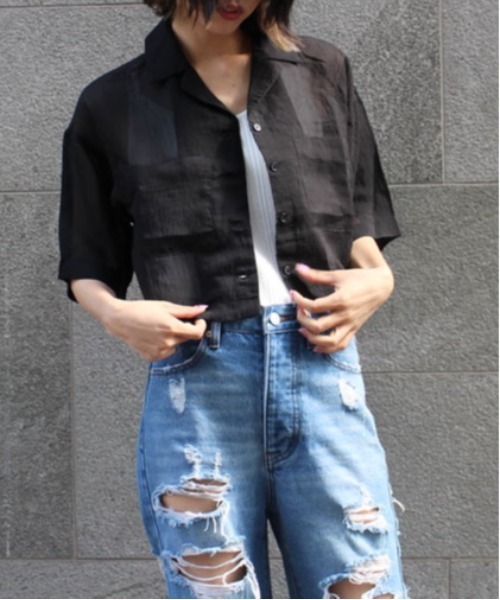 one way（ワンウェイ）の「【oneway】開襟ショートシャツ（シャツ/ブラウス・レディース・ホワイト/ライトグレー/ブラック/パープル/ブラック系その他・FREE）」の12枚目の写真