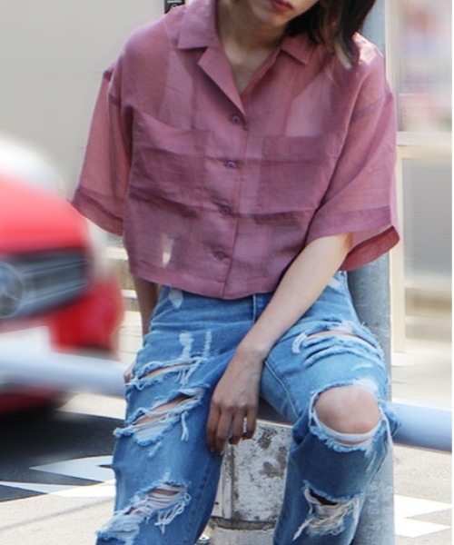 one way（ワンウェイ）の「【oneway】開襟ショートシャツ（シャツ/ブラウス・レディース・ホワイト/ライトグレー/ブラック/パープル/ブラック系その他・FREE）」の16枚目の写真