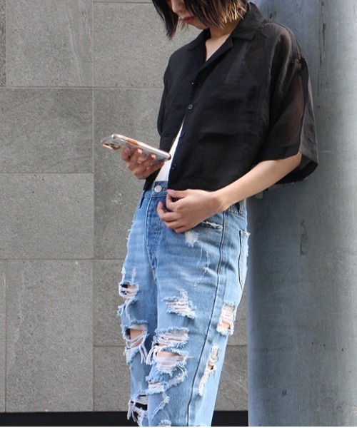 one way（ワンウェイ）の「【oneway】開襟ショートシャツ（シャツ/ブラウス・レディース・ホワイト/ライトグレー/ブラック/パープル/ブラック系その他・FREE）」の15枚目の写真