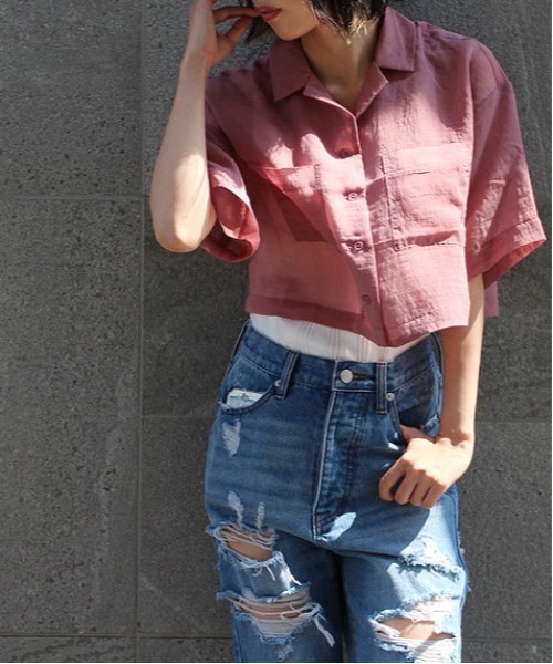 one way（ワンウェイ）の「【oneway】開襟ショートシャツ（シャツ/ブラウス・レディース・ホワイト/ライトグレー/ブラック/パープル/ブラック系その他・FREE）」の11枚目の写真