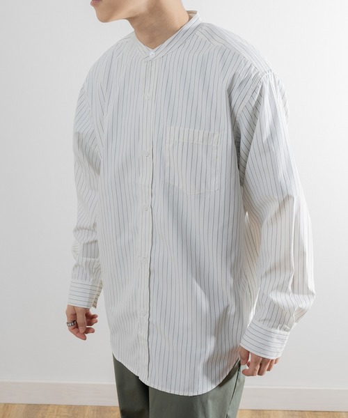 SlashDate(スラッシュデイト)の「T/Cブロード バンドカラーシャツ リラックスフィット オーバーサイズシャツ(シャツ/ブラウス・メンズ・ホワイト/ブラック/オリーブ/サックスブルー/ホワイト系その他/ブルー系その他/ダークネイビー/ブルー系その他2/ベージュ/チャコールグレー/ブルー系その他3・M/L/XL)」の15枚目の写真