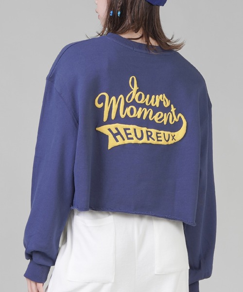 SPINNS(スピンズ)の「HEUREUXロゴ バックプリント裏毛スウェット(スウェット・レディース・ダークグリーン/ネイビー/オートミール/ブラック/オフホワイト・ONESIZE)」の5枚目の写真