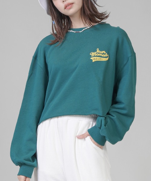 SPINNS(スピンズ)の「HEUREUXロゴ バックプリント裏毛スウェット(スウェット・レディース・ダークグリーン/ネイビー/オートミール/ブラック/オフホワイト・ONESIZE)」の12枚目の写真