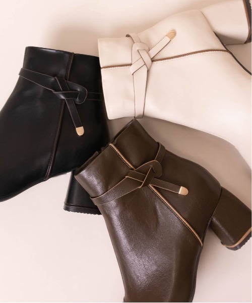 RANDA（ランダ）の「ストレスフリー/2WAY ストレッチ 結びベルトショートブーツ（ブーツ・レディース・アイボリー/ブラック/ダークブラウン・S/M/L/LL）」の10枚目の写真