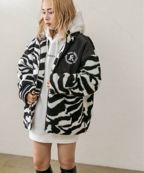 RASVOA（ラスボア）の「パターンボアブルゾン（ブルゾン・レディース・ブラック/イエロー/オフホワイト・FREE）」の13枚目の写真