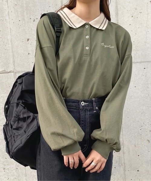 apres jour(アプレジュール)の「配色ポロシャツ【ZOZOTOWN限定アイテム】(ポロシャツ・レディース・アイボリー/グリーン系その他/ブルー系その他・X-LARGE/フリー)」の2枚目の写真