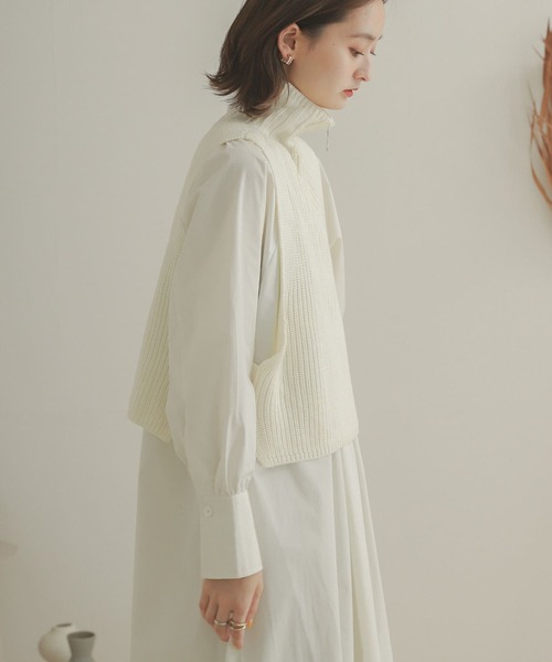 SENSE OF PLACE by URBAN RESEARCH（センスオブプレイスバイアーバンリサーチ）の「ハーフジップニットベスト（ベスト・レディース・ブラウン/アイボリー/ブラック・ONE）」の8枚目の写真