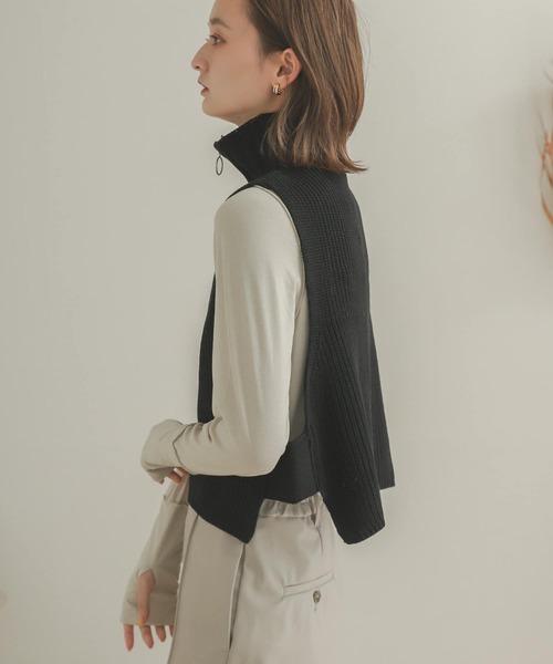 SENSE OF PLACE by URBAN RESEARCH（センスオブプレイスバイアーバンリサーチ）の「ハーフジップニットベスト（ベスト・レディース・ブラウン/アイボリー/ブラック・ONE）」の15枚目の写真