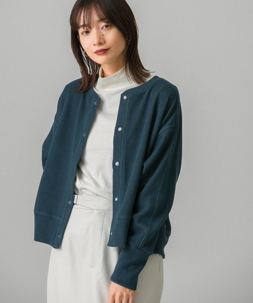 KBF（ケイビーエフ）の「リングドットRIBカーディガン（カーディガン/ボレロ・レディース・ブラック/カーキ/ブルー系その他・ONE）」の3枚目の写真