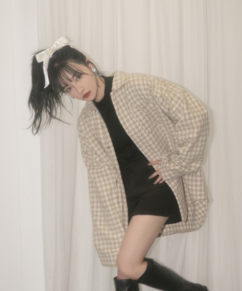 ANDGEEBEE(アンジービー)の「【UNISEX】千鳥オーバーサイズシャツ(シャツ/ブラウス・レディース・ベージュ/ブラック・MEDIUM)」の10枚目の写真