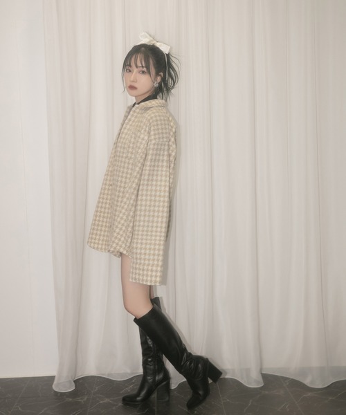 ANDGEEBEE(アンジービー)の「【UNISEX】千鳥オーバーサイズシャツ(シャツ/ブラウス・レディース・ベージュ/ブラック・MEDIUM)」の12枚目の写真