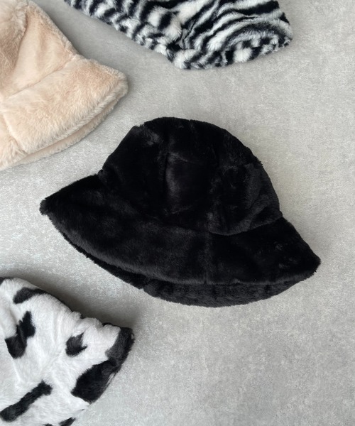 AS KNOW AS plus（アズノゥアズプラス）の「◇もふりとファー バケットハット（ハット・レディース・アイボリー/ブラック/アニマル/ゼブラ・FREE）」の3枚目の写真