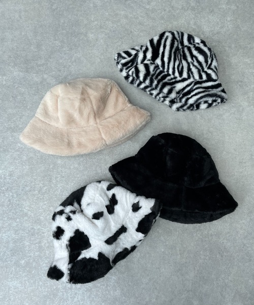 AS KNOW AS plus（アズノゥアズプラス）の「◇もふりとファー バケットハット（ハット・レディース・アイボリー/ブラック/アニマル/ゼブラ・FREE）」の5枚目の写真