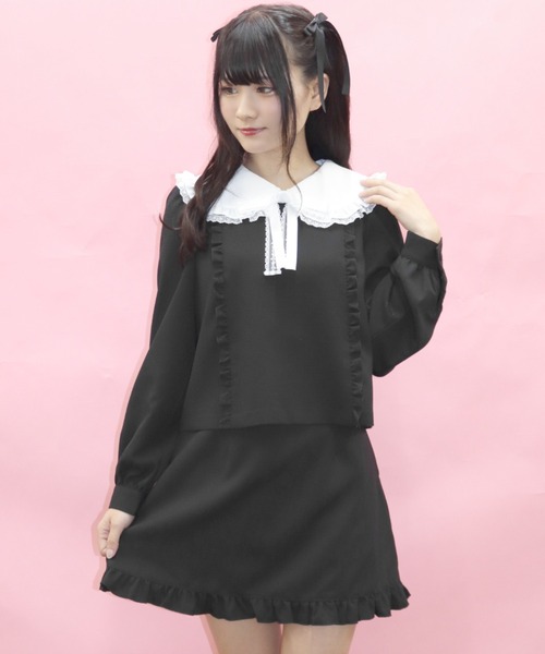 Secret Honey(シークレットハニー)の「ビッグカラーセットアップ(セットアップ・レディース・オフホワイト/ネイビー/ブラック・MEDIUM)」の1枚目の写真