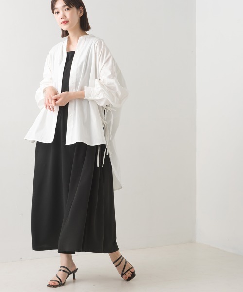 OMNES Supremo（オムネス　スプレモ）の「タイプライターサイドリボンバンドカラーシャツ（シャツ/ブラウス・レディース・ホワイト/ブラック/ブラウン/ベージュ/モカ・FREE）」の11枚目の写真