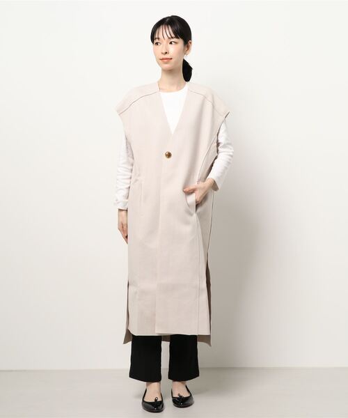 STYLEBLOCK（スタイルブロック）の「起毛ヘリンボーンロングベスト（ベスト・レディース・ブラウン/ブラック/キャメル/ホワイト系その他・M）」の8枚目の写真