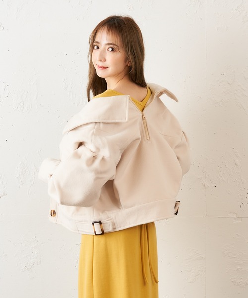 MIIA（ミーア）の「CPOメルトンジャケット（ブルゾン・レディース・ブラック/オフホワイト/ピンク・FREE）」の12枚目の写真