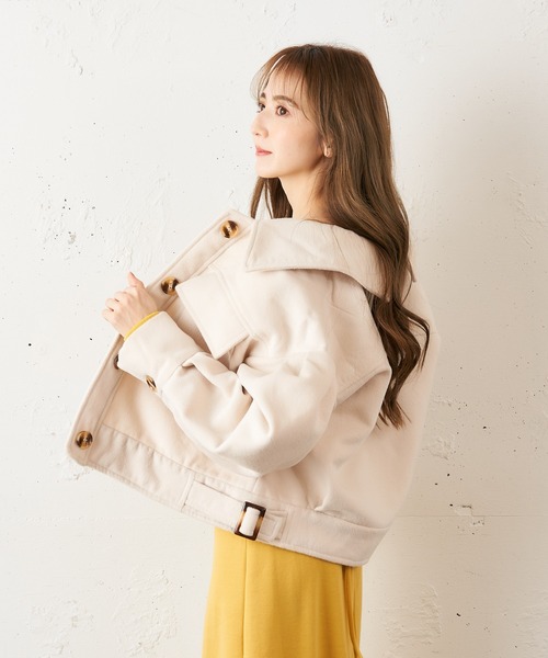 MIIA（ミーア）の「CPOメルトンジャケット（ブルゾン・レディース・ブラック/オフホワイト/ピンク・FREE）」の18枚目の写真