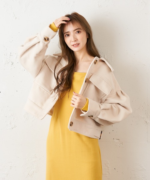 MIIA（ミーア）の「CPOメルトンジャケット（ブルゾン・レディース・ブラック/オフホワイト/ピンク・FREE）」の21枚目の写真