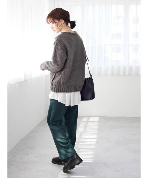 Furryrate(ファーリーレート)の「・furry rate バスケットアミキリカエニット*(ニット/セーター・レディース・アイボリー/チャコールグレー/グリーン/パープル・FREE)」の7枚目の写真