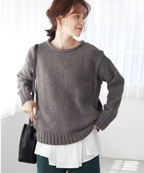 Furryrate(ファーリーレート)の「・furry rate バスケットアミキリカエニット*(ニット/セーター・レディース・アイボリー/チャコールグレー/グリーン/パープル・FREE)」の1枚目の写真