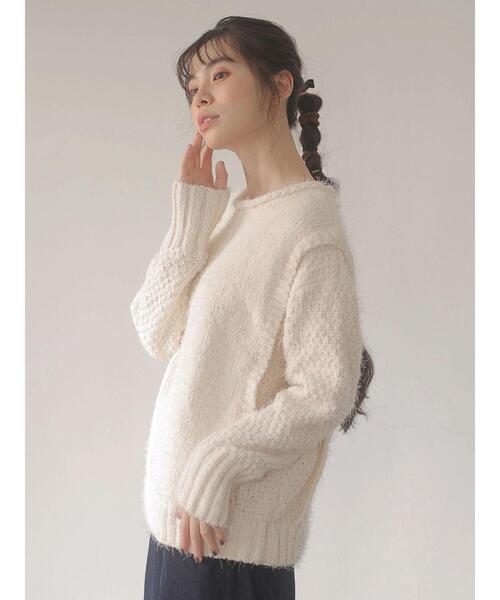 Furryrate(ファーリーレート)の「・furry rate バスケットアミキリカエニット*(ニット/セーター・レディース・アイボリー/チャコールグレー/グリーン/パープル・FREE)」の2枚目の写真