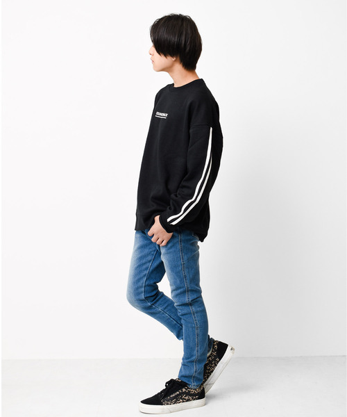 RAT EFFECT（ラットエフェクト）の「【裏起毛】袖ライントレーナー（スウェット・キッズ・アイボリー/グリーン/チャコールグレー/ライトブルー/ブラック/グレー・130/160/140/120/150/170）」の10枚目の写真