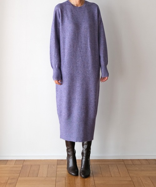 AKTE（アクテ）の「2WAYニットロングワンピース（ワンピース・レディース・ブルー/プラム/ライトベージュ・FREE）」の4枚目の写真