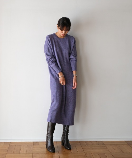 AKTE（アクテ）の「2WAYニットロングワンピース（ワンピース・レディース・ブルー/プラム/ライトベージュ・FREE）」の17枚目の写真