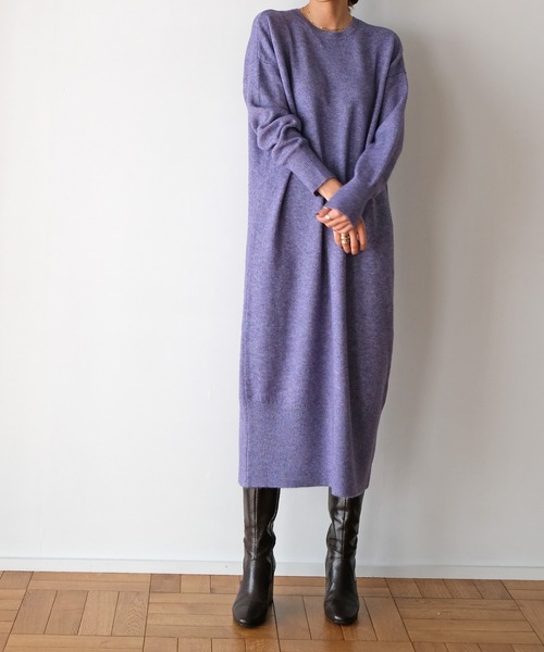 AKTE（アクテ）の「2WAYニットロングワンピース（ワンピース・レディース・ブルー/プラム/ライトベージュ・FREE）」の9枚目の写真