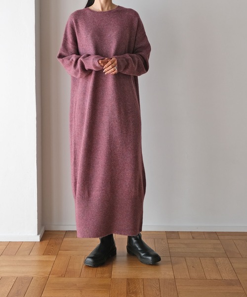 AKTE（アクテ）の「2WAYニットロングワンピース（ワンピース・レディース・ブルー/プラム/ライトベージュ・FREE）」の18枚目の写真