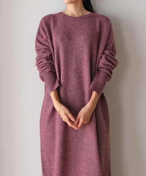AKTE（アクテ）の「2WAYニットロングワンピース（ワンピース・レディース・ブルー/プラム/ライトベージュ・FREE）」の10枚目の写真