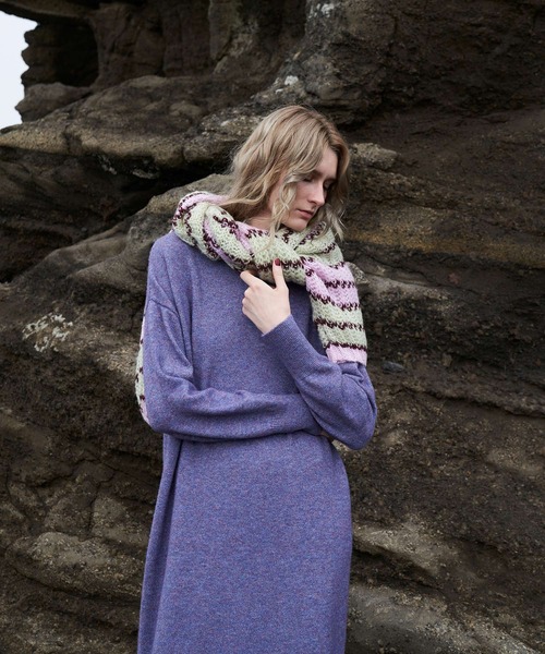 AKTE（アクテ）の「2WAYニットロングワンピース（ワンピース・レディース・ブルー/プラム/ライトベージュ・FREE）」の7枚目の写真